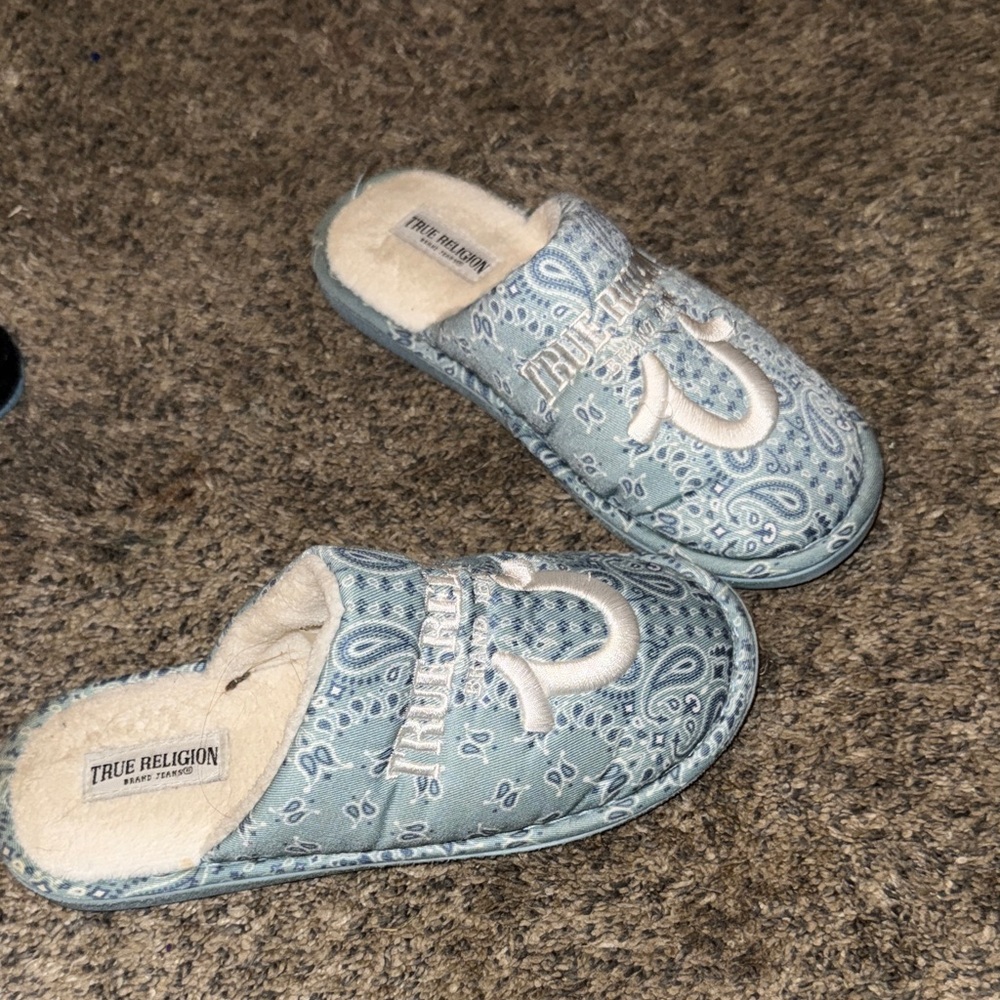 True Religion Kids' Paisley Blue Slippers